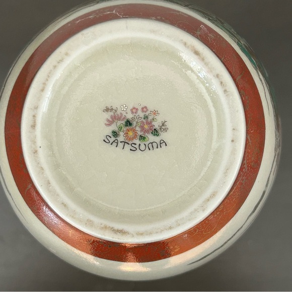 Vintage Satsuma 12"  Floral Crackle Glaze Vase Made in Japan - Picture 9 of 14